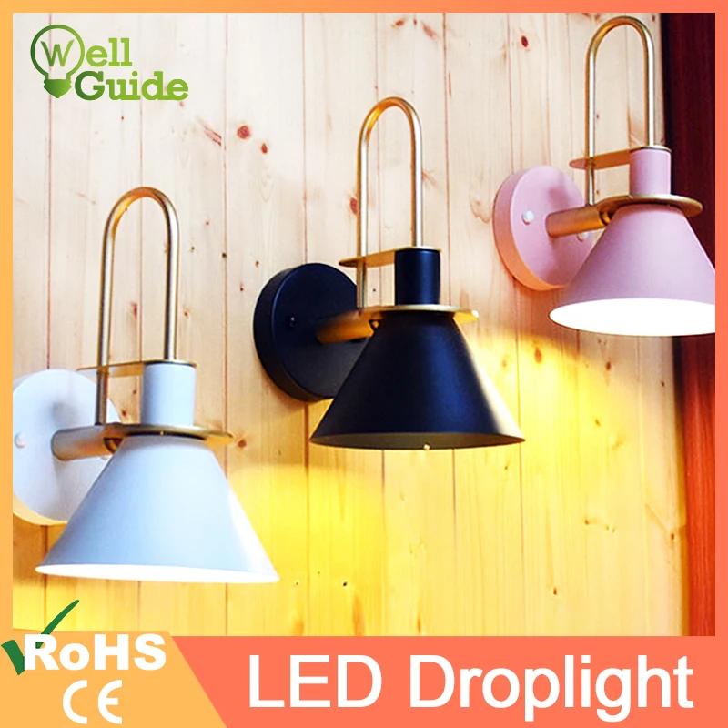 

Wooden Wall Lamp Nordic Sconce Simple creative wall light led bulb E27 110V 220V bedroom decoration Modern designer