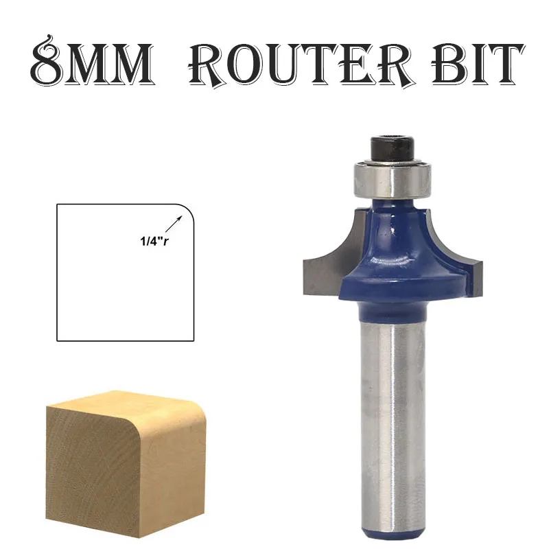 Buy 1pc Woodworking Bearing Round Over Router Bit 8mm