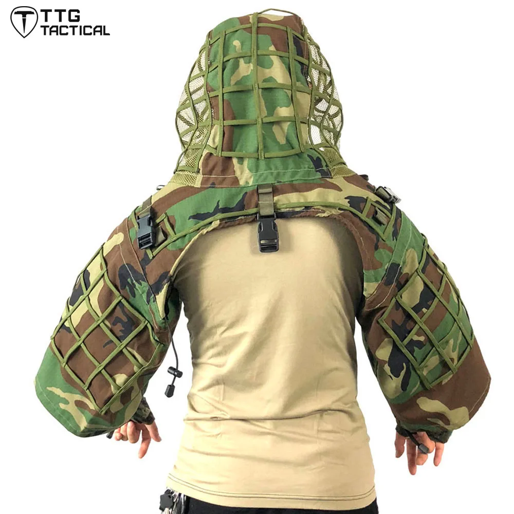 TTGTACTICAL Снайпер Ghillie костюм основа, RIPSTOP камуфляж снайпер Tog Ghillie Hood Лесной/CP/ACU/океан/Цифровой Лесной