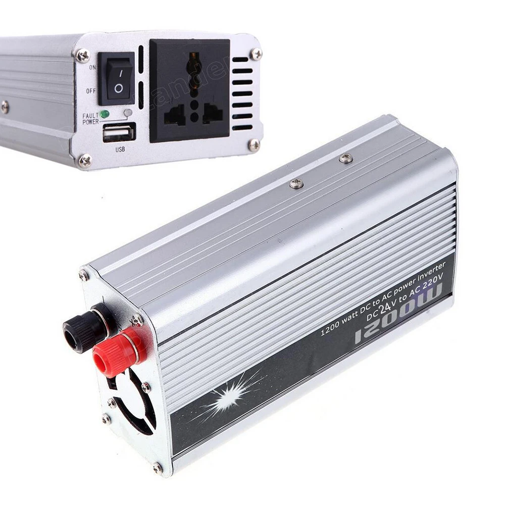 1200W Inverter Converter USB Charger 24V DC to AC 220V Modified Sine