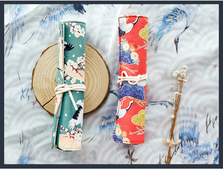 Ukiyoe кран серии ролик ручка сумка Качество школьные принадлежности канцелярские принадлежности подарок Винтаж Пенал школьный симпатичный