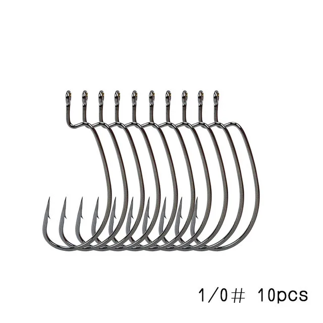 8 шт./пакет 3/0#4/0# кривошипно крюк острым высоким содержанием углерода Сталь одинарный крючок для мягкие приманки черный никель крючок с зазубринами - Цвет: 1  0