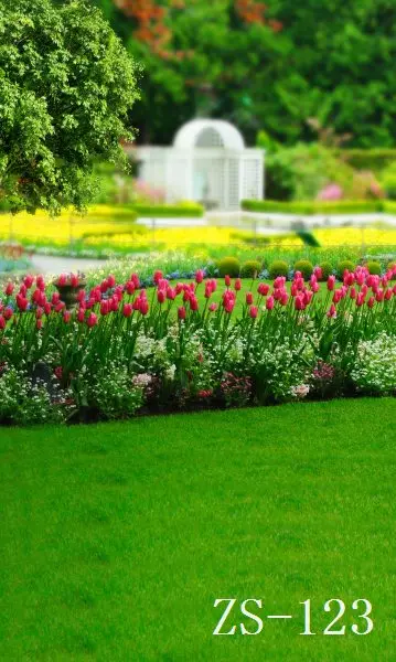 8x15FT Green Forest Garden Tulip Flowers Park Wedding