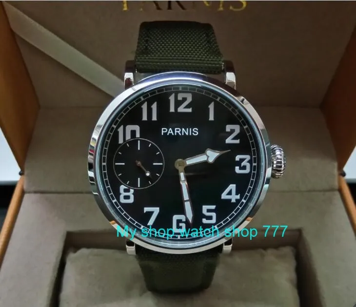 

46mm parnis Black dial Asian 6497 17 jewels Mechanical Hand Wind movement men watch luminous Mechanical watches zdgd242A