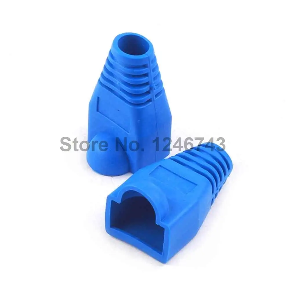 50PCS RJ45 Connector Caps cat5 cat5e cat6 Multicolour Sheath Protective Sleeve for Network Connectors Ethernet Cable Blue