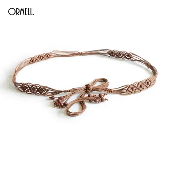 

ORMELL Bohemian Weave Rope Belt For Women 2018 Boho Hand Made Personality Beads Lady Creative Design Waist Belts Cinturon Mujer