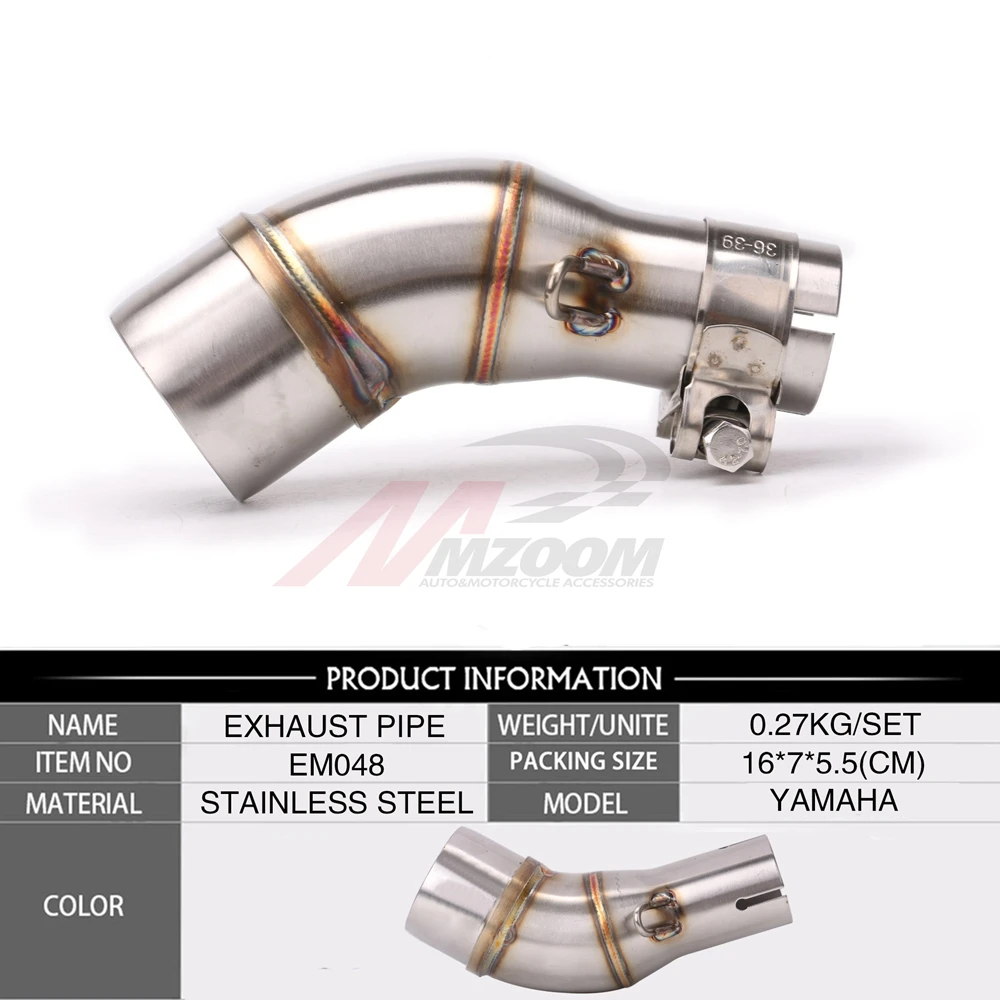 Мотоцикл изменение скутер глушитель мотоцикл среднего выхлопной трубы для Yamaha YZF R25 R30 R3