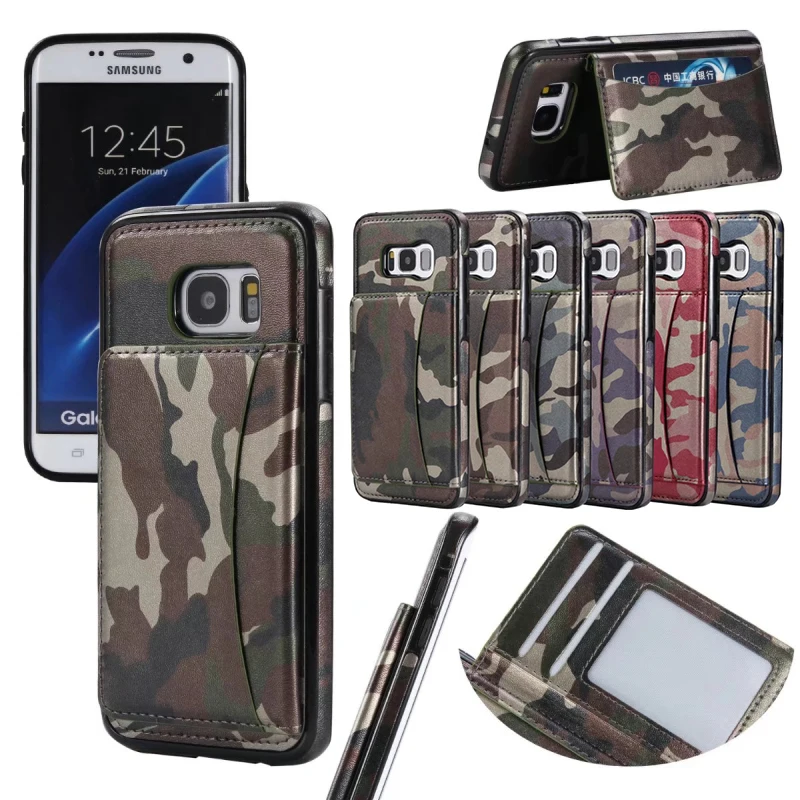 Camouflage Wallet Army Camo Flip Case For Samsung Galaxy S6 S7 Edge S8