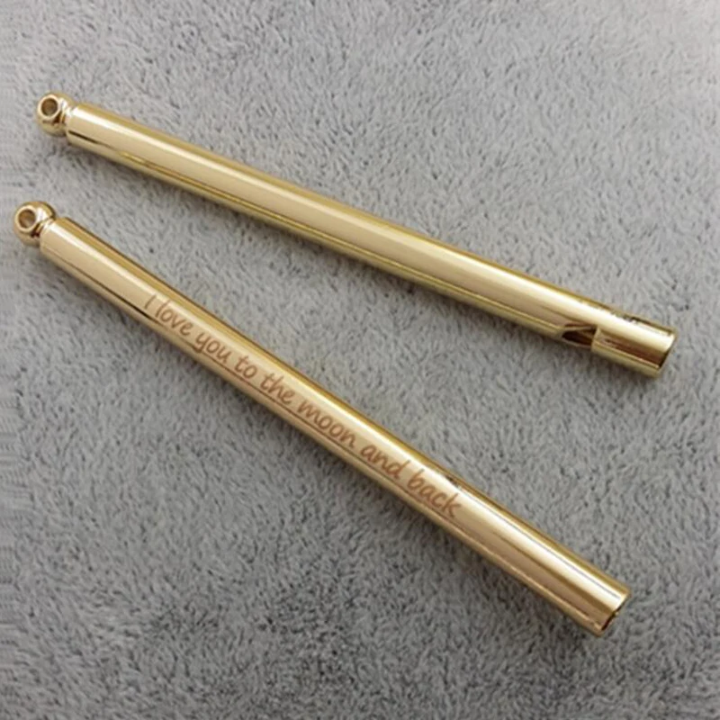 

Fnixtar 6*88mm Custom Fashion Engraved I Love You to the Moon and Back Whistle Pendant Boyfriends Gold Color Key Charms Jewelry