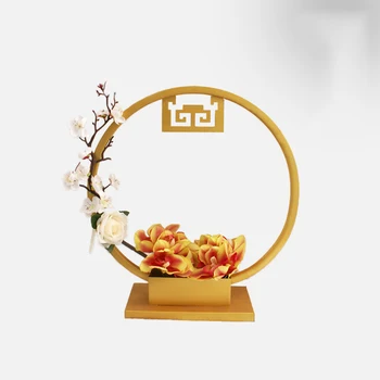 

Creative Chinese metal flower stand decoration home office hotel wrought iron decorative flower bonsai hydroponic container