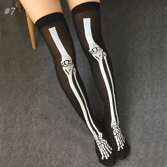 Sexy Cosplay Striped Knee Stockings Girl Printed Thigh Stockings Over