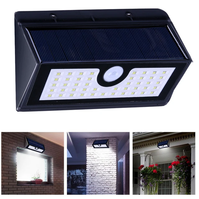 300lm 45 led solar power led light pir motion sensor wall light