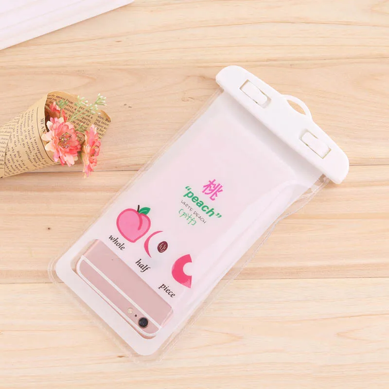 Tight Sealing phone bag Outdoor Swimming Tool PVC Cartoon Pattern Mobile Phone Bag Waterproof Protector Phone Accessories - Цвет: peach