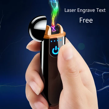 

DIY Laser Engrave Text Touch Sensing Dual Arc Plasma Lighter USB Charging Cigarette Lighter Rechargeable Lighter Men Gift sigara