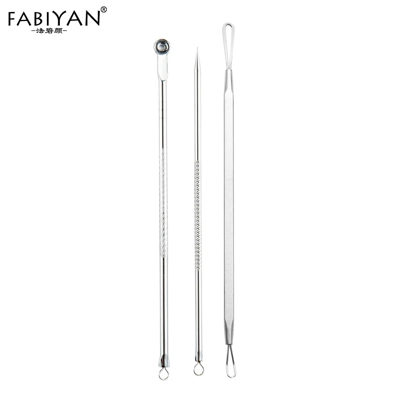 

3pcs Acne Needles Blackhead Whitehead Comedone Extractor Blemish Pimple Tools Kit Stainless Steel Face Skin Care Remover Set