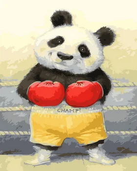 

Frameless oil painting by numbers paint by number for home decor oil picture painting 5065 boxing panda
