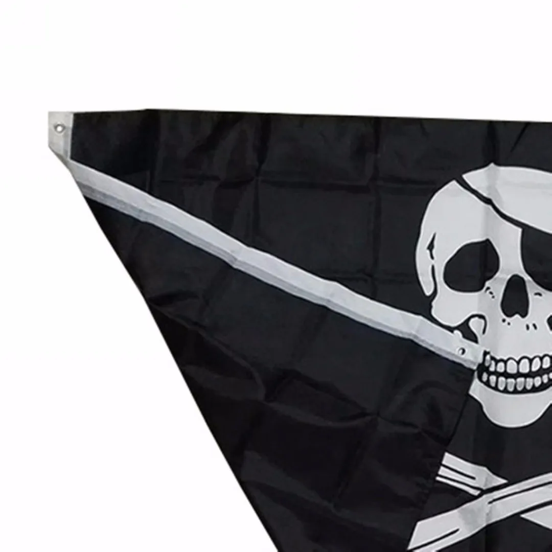 Mayitr Halloween Decor Skull and Cross Bone Sword Jolly Roger Pirate Flag 90x150cm