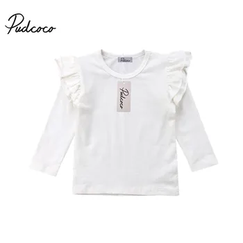 

2018 Spring Autumn Long Sleeve Girl T-shirt Baby Solid Tops Cotton Blend Kids Girls Tops