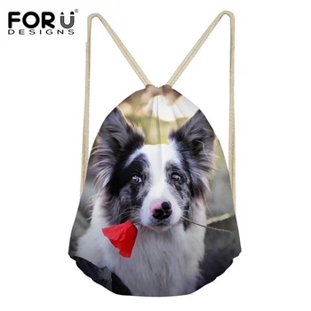 

FORUDESIGNS Drawstring School Bags Kids Cute Animal Dog Flower Muzzle Bokeh Print School Bag for Girls Student Mini Backpack Bag