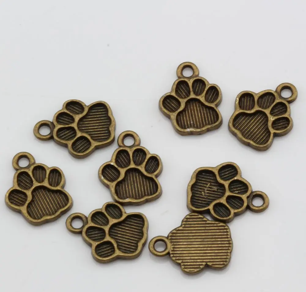 

Hot !100pcs Antique bronze Paw Print Charms Pendant 12*15mm DIY Jewelry mk2