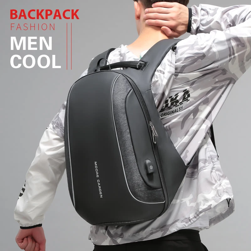 

PISU New Backpack Men's Black Fashion Backpack USB Charged Waterproof Backpack Headset for 15.6 inch Laptop Business Backpack