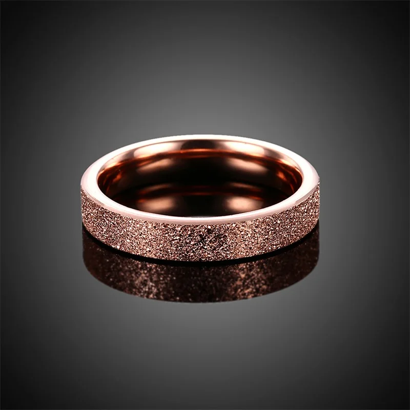 YANHUI Never Fade Rose Gold Color Wedding Ring Titanium Steel Jewelry Frosted Couple Engagement Rings For Men and Women LR089