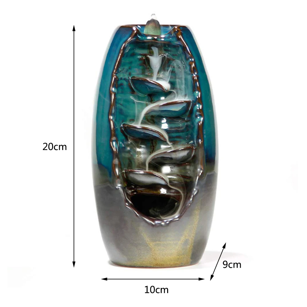 Керамический обратный поток водопад дым Курильница держатель домашний декор с 20 конусов ароматическая Специя