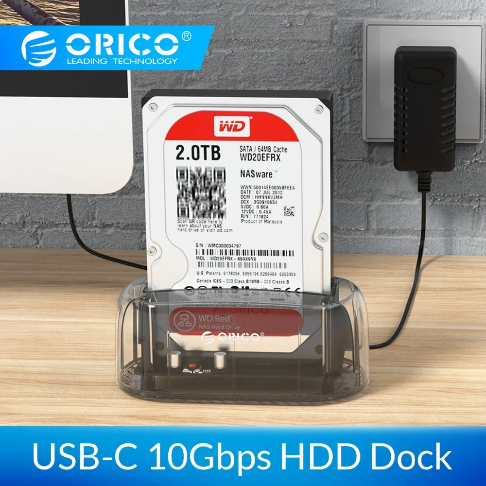 Чехол ORICO 2,5 3,5 ''SATA для USB 3,1 HDD 10 Гбит/с Gen2 поддержка UASP type-C HDD Чехол прозрачный SSD жесткий диск корпус 12 ТБ Max