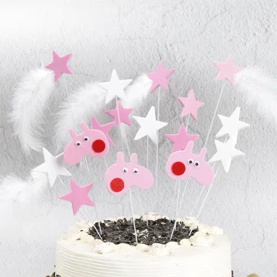 Мультфильм с днем рождения тема торта Топпер дети Мышь Star торт украшение Baby Shower Свадебная вечеринка выпечки кекс выбирает поставки - Цвет: design 4 as photo