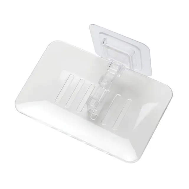 Clear Soap Holder Stylish Storage Stick On Wall Dish With Adhesive Tape