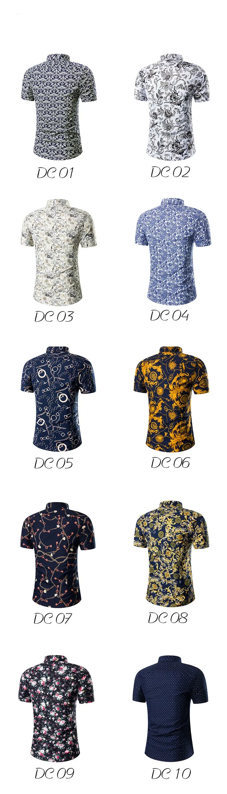 2019 модные Для мужчин s короткий рукав гавайская рубашка летние Повседневное футболка с цветочным принтом для Для мужчин Азиатский Размеры