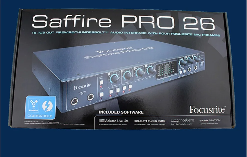 Focusrite Saffire Pro 26 4 предусилителя, 18 В/8 Выход FireWire/Thunderbolt аудио интерфейс запись студийная группа Запись Звуковая карта