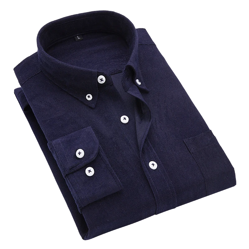 Однотонная мужская рубашка с длинным рукавом, большой размер 4XL 5XL, Вельветовая ткань, белый, черный, синий, хаки, красный, зеленый, модная повседневная мужская рубашка