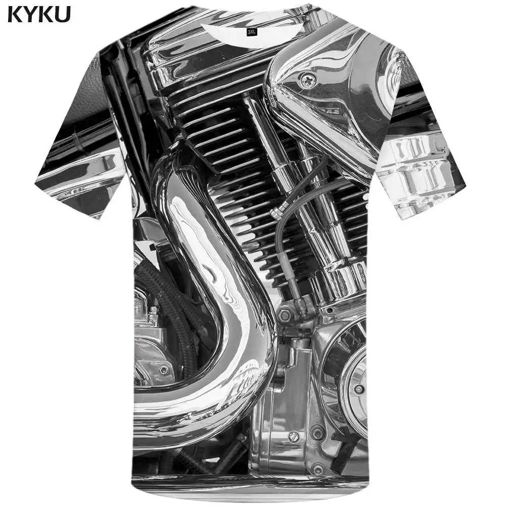 KYKU мотоциклетная футболка, одежда в стиле панк, одежда в стиле ретро, механическая футболка, мужские футболки, забавная 3d футболка, Мужская футболка с принтом, летняя - Цвет: 3d t shirt 19