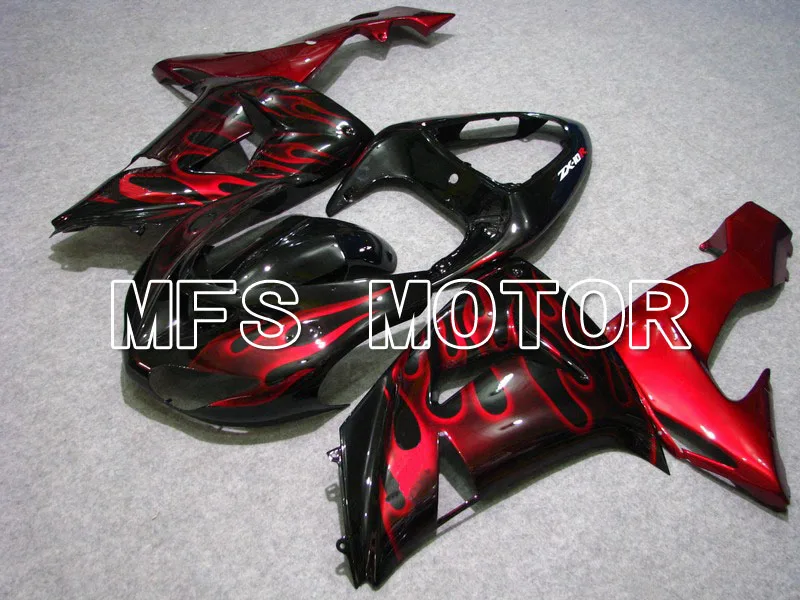 

For Kawasaki NINJA ZX10R 2006 2007 06 07 Injection ABS Fairing Kits NINJA ZX 10R 06 07 - Red Flame - Black