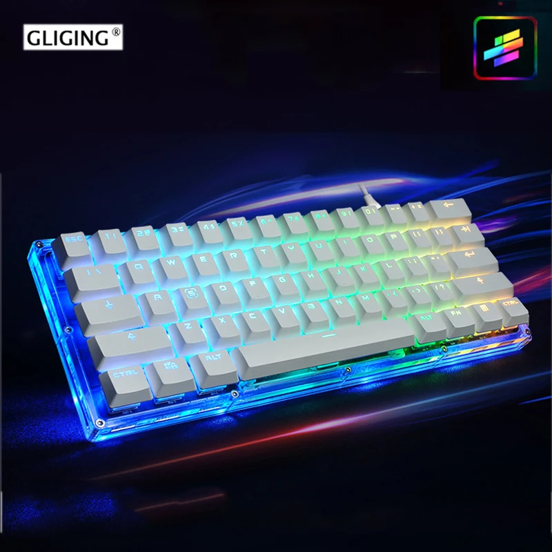 

RGB Crystal 61Key Acrylic Transparent Mechanical Keyboard Adjustable Backlight Mode Light Color For WIN2000 / XP VISTA / 7/8/10