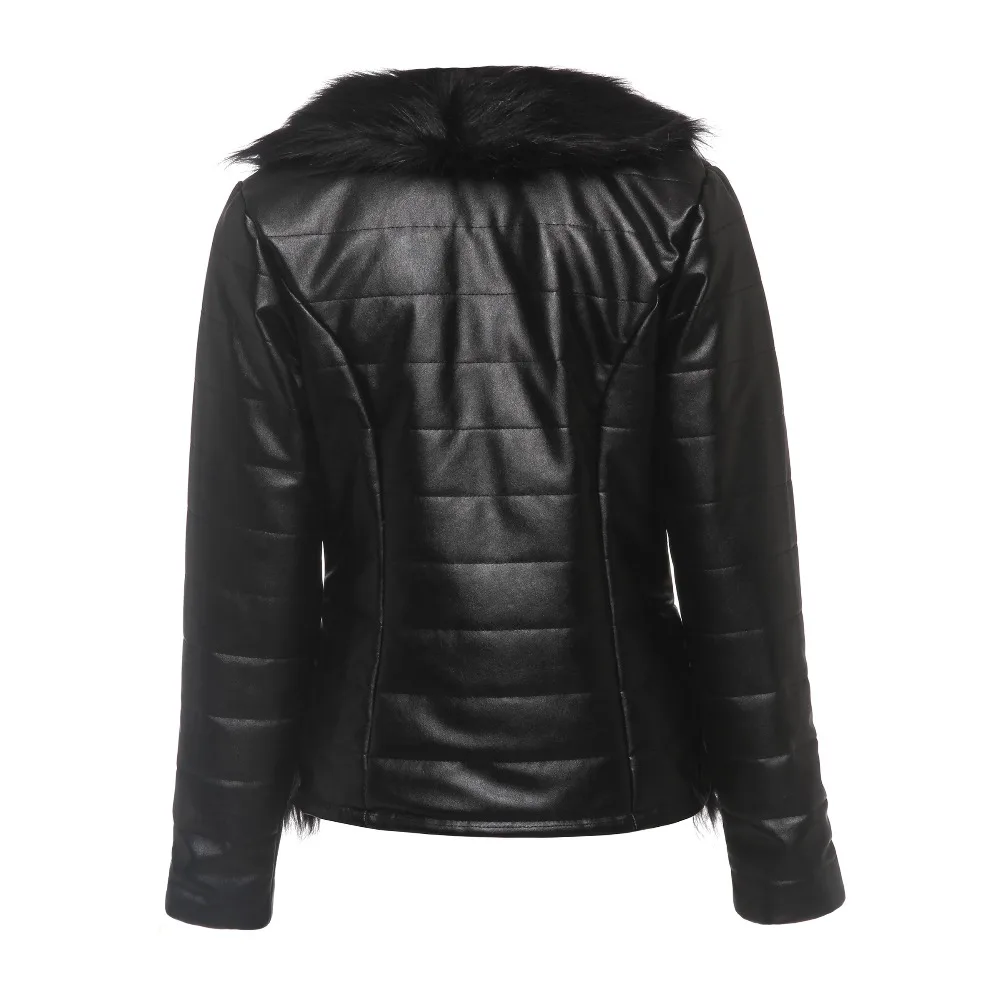 amazing  2019 Faux Leather Jacket Female Women Winter Coat Thickening Cotton Winter Jacket Womens Outwear Fu