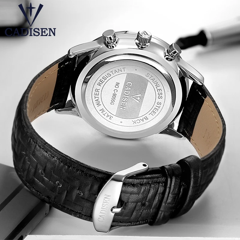 Мужские часы Топ бренд класса люкс CADISEN Модные Бизнес Кварцевые часы мужские спортивные кожаные водонепроницаемые наручные часы relogio masculino