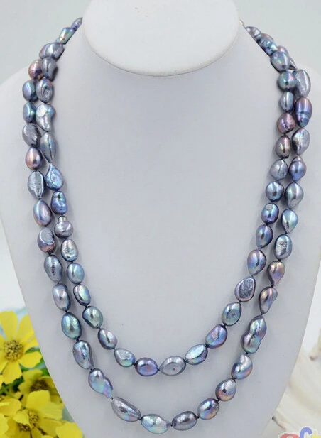 

Wholesale FREE SHIPPING >>> P4798 50" 14mm peacock black baroque freshwater cultured pearl necklace