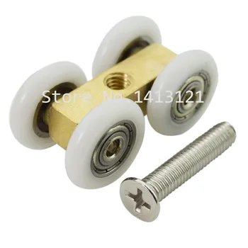 

shower room door roller ultra-quiet wooden window sliding door pulley hanging rail track nylon wheel glass door hardware part