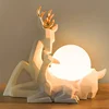 Modern Simple Home Deco Table Lamp Bedroom Glass Lampshade Resin Deer Tafellamp Carved Deer Study Room Desk Lighting Fixtures ► Photo 1/5