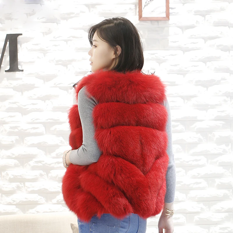 Fourrure Renard Grey Grey Luxe Dark Nouvelle Gilet red Naturel De Pelt Chaud light Pleine blanc Femmes Hiver Véritable pUpBWInE