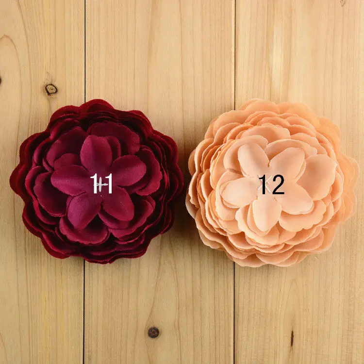 

Freeshipping 100pcs/lot Fabric Peony Flower Without Hair clips woman Fashion Headwear 10 colors FH38