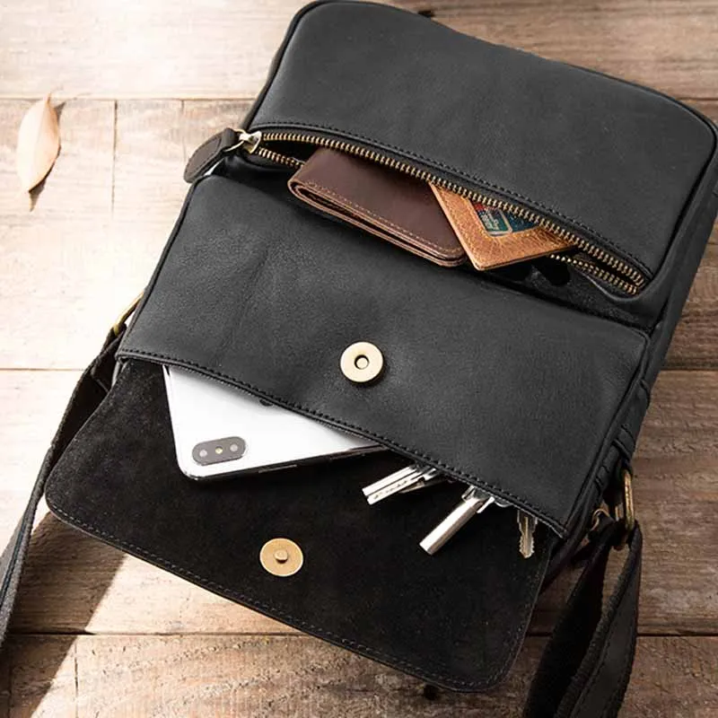 AETOO Shoulder bag men's leather casual men's bag head layer cowhide vertical soft leather men's Messenger bag