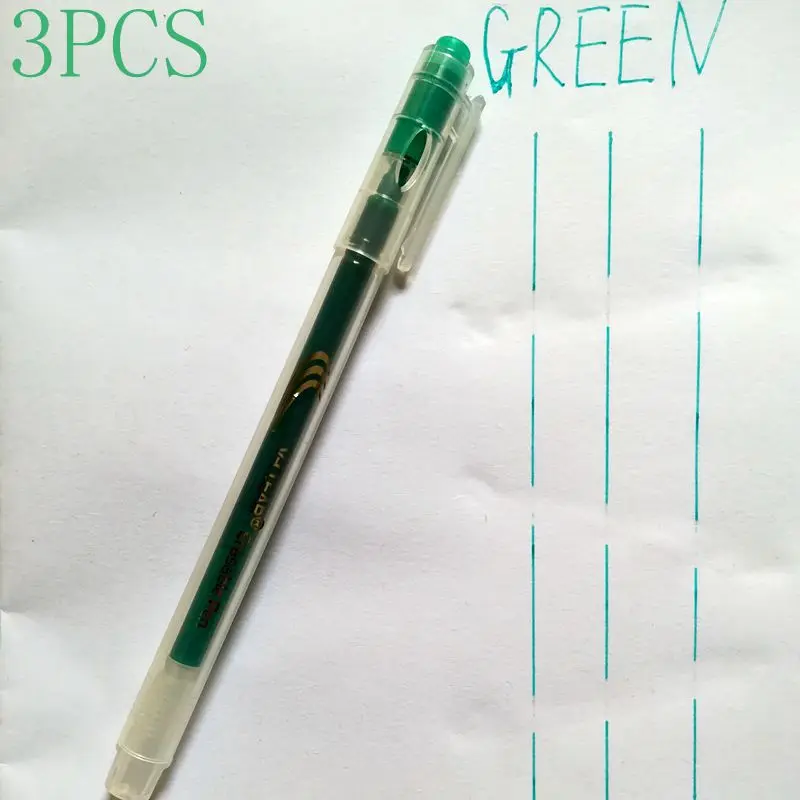 Стираемая ручка VCLEAR, фиолетовые стираемые чернила, волшебная ручка для письма, нейтральная ручка, волшебный тепловой стержень со стираемыми чернилами, ручка для школьного письма - Цвет: 3 pcs Green Pen
