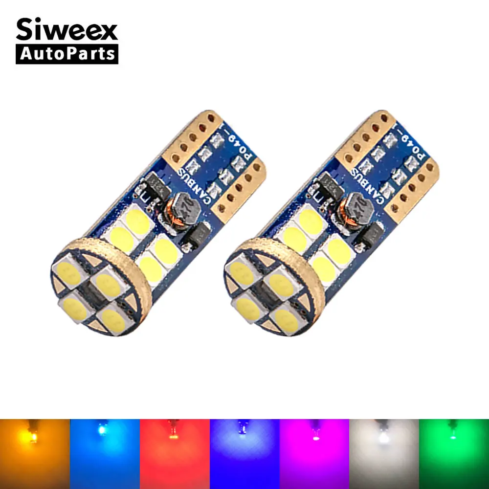 2 шт. W5W T10 12 SMD 3030 супер яркие Автомобильные светодиодные лампы сигнальные лампы для номерного знака 194 168 Внутреннее освещение Canbus без ошибок 7 цветов