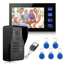 NEW Safurance 7″ LCD RFID Video Door Bell Phone Doorbell Intercom System Touch Key IR Camera Home Security Building Automation