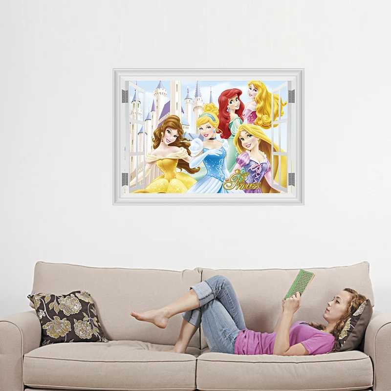Дисней стикер мультфильм принцесса Белоснежка Золушка наклейки детская комната украшения наклейки для кровати детский сад pegatinas