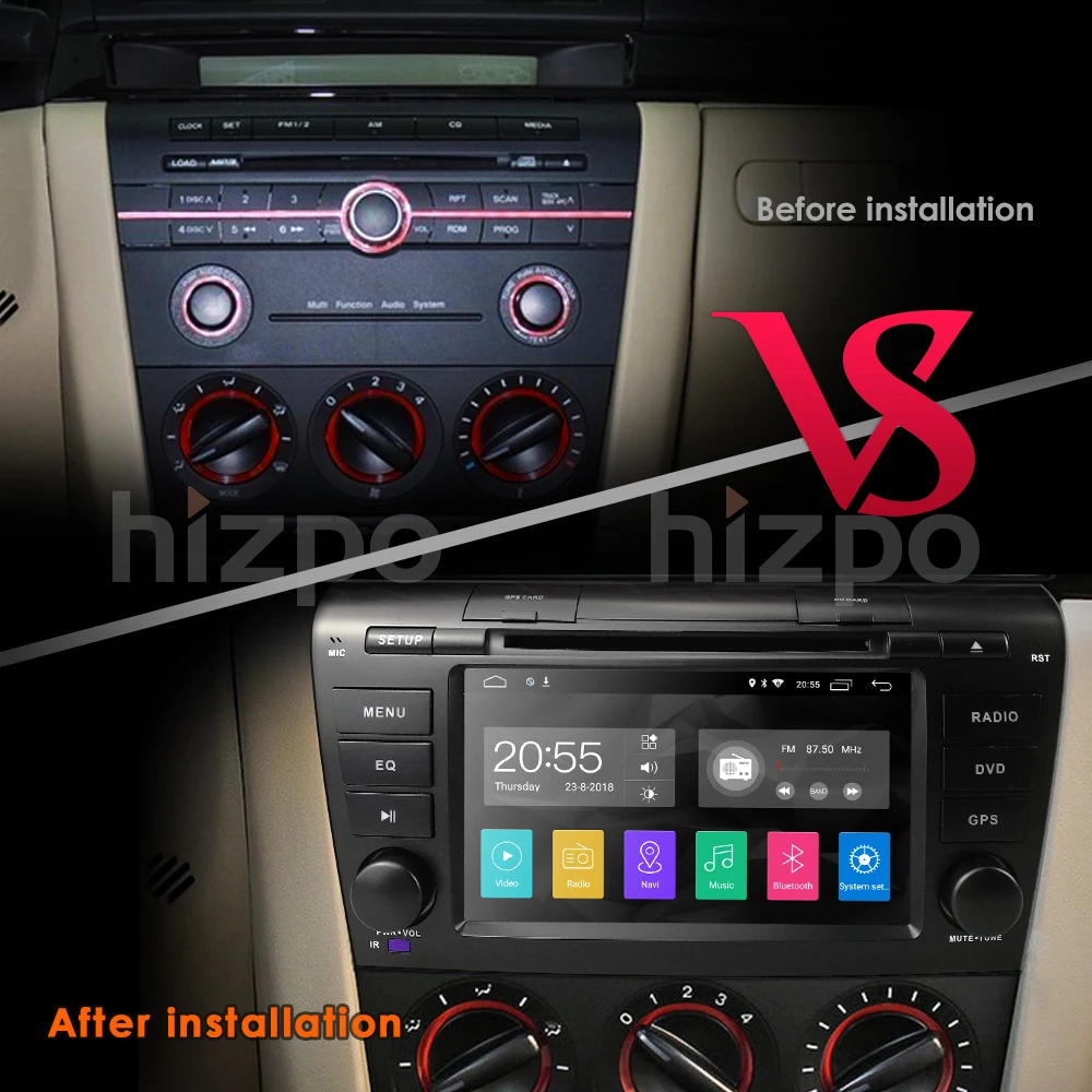 Discount 2GRAM 4G WIFI1024*600 Quad Core Android 8.1 Fit MAZDA 3 MAZDA3 2004 2005 2006 2007 2008 2009 Car DVD Player Navigation GPS Radio 5