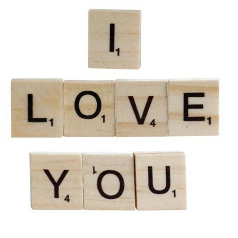 

2019New Fun 100 Pieces Wooden Alphabet Scrabble Tiles Black Letters And Numbers for Craft Wood Digital Interesting Brain Puzzle
